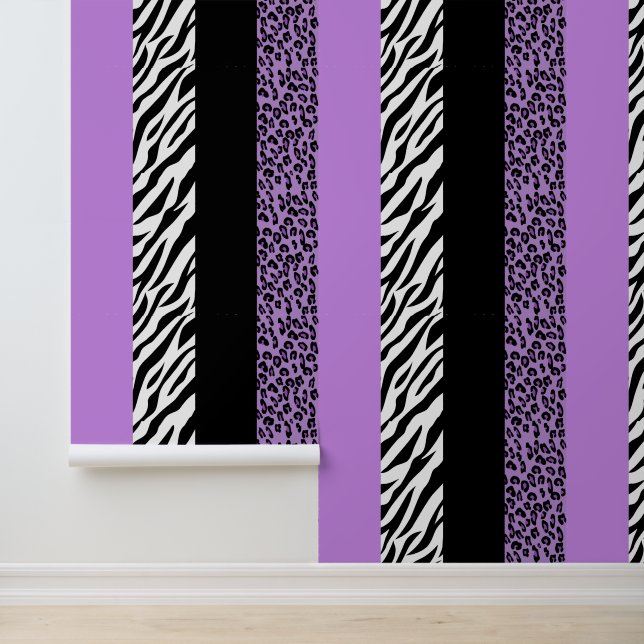 Leopardrucke, Zebra Print, Tierdruck, Lila Tapete (Anwendung)