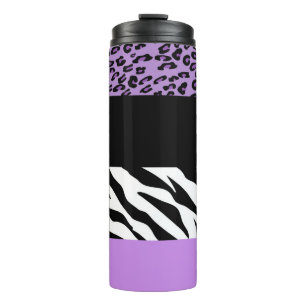 Leopardrucke, Zebra Print, Tierdruck, Lila Thermosbecher