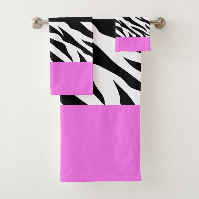 Leopardrucke, Zebra Print, Tierdruck, Rosa Badhandtuch Set (Insitu)