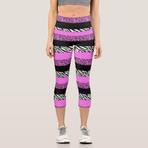 Leopardrucke, Zebra Print, Tierdruck, Rosa Capri Leggings