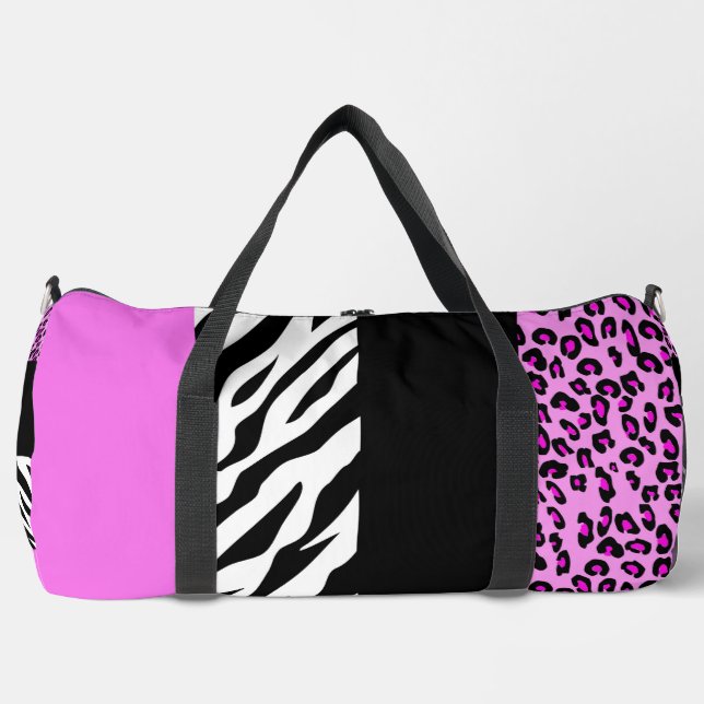 Leopardrucke, Zebra Print, Tierdruck, Rosa Duffle Bag (Vorderseite)