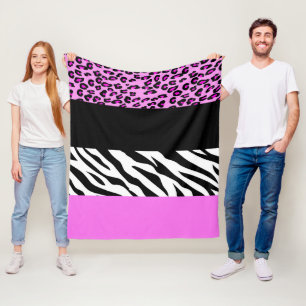Leopardrucke, Zebra Print, Tierdruck, Rosa Fleecedecke