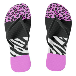Leopardrucke, Zebra Print, Tierdruck, Rosa Flip Flops