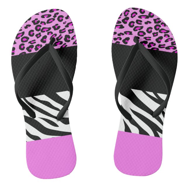 Leopardrucke, Zebra Print, Tierdruck, Rosa Flip Flops (Fußbett)