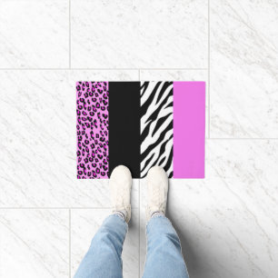 Leopardrucke, Zebra Print, Tierdruck, Rosa Fußmatte