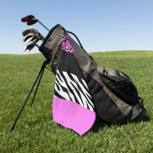 Leopardrucke, Zebra Print, Tierdruck, Rosa Golfhandtuch