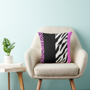 Leopardrucke, Zebra Print, Tierdruck, Rosa Kissen