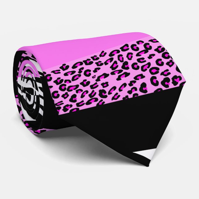 Leopardrucke, Zebra Print, Tierdruck, Rosa Krawatte (Gerollt)