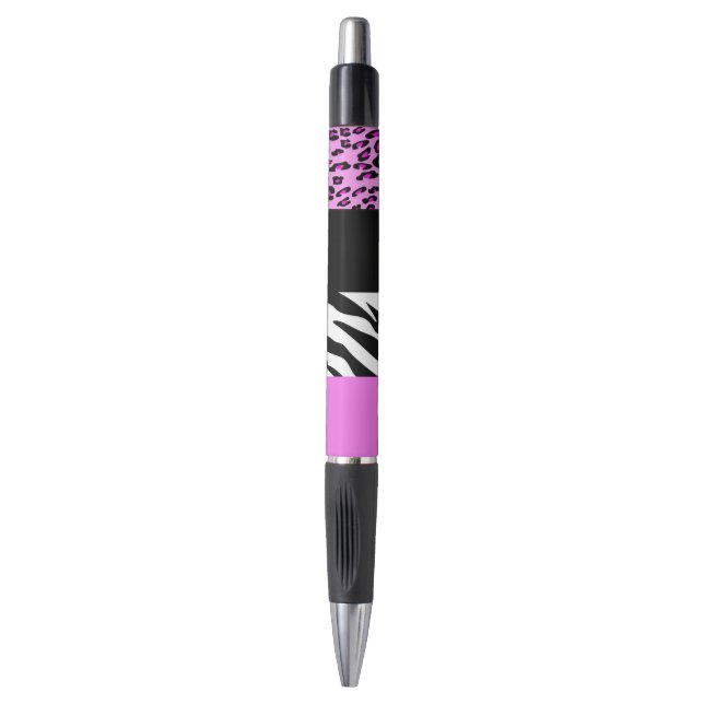 Leopardrucke, Zebra Print, Tierdruck, Rosa Kugelschreiber (Vorderseite Vertikal)