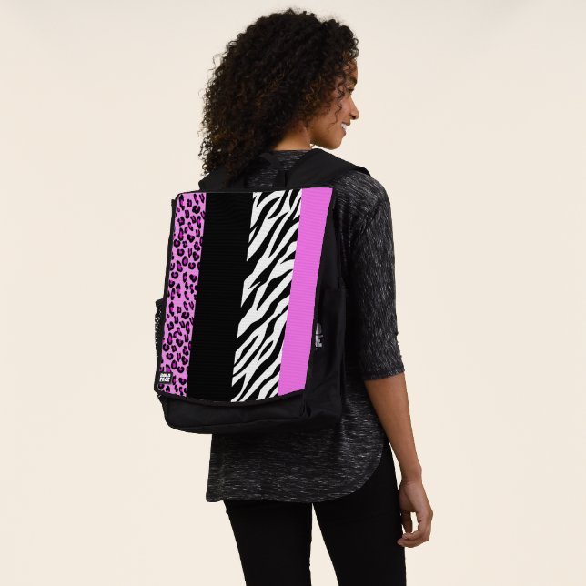 Leopardrucke, Zebra Print, Tierdruck, Rosa Rucksack (Ausgewaschen)