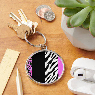 Leopardrucke, Zebra Print, Tierdruck, Rosa Schlüsselanhänger