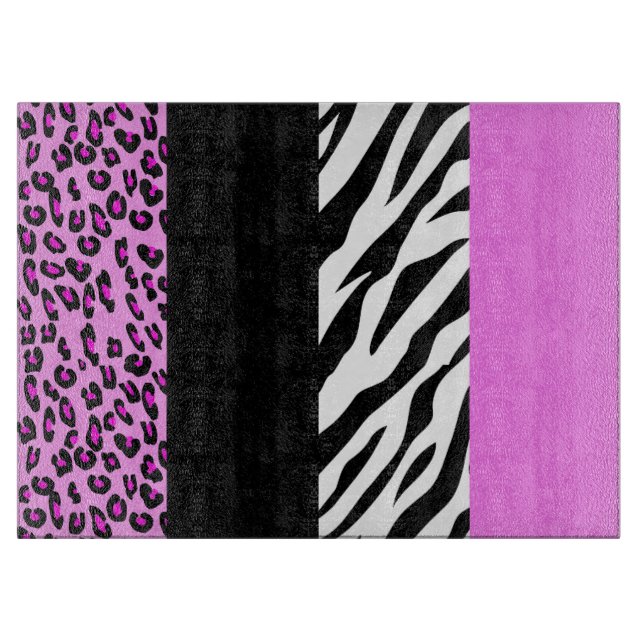 Leopardrucke, Zebra Print, Tierdruck, Rosa Schneidebrett (Vorderseite)