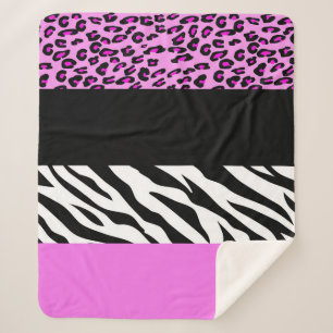 Leopardrucke, Zebra Print, Tierdruck, Rosa Sherpadecke