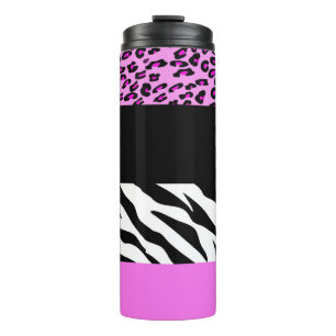 Leopardrucke, Zebra Print, Tierdruck, Rosa Thermosbecher