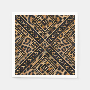 Leopart-Pelz mit afrikanischem Dekor #2 Serviette