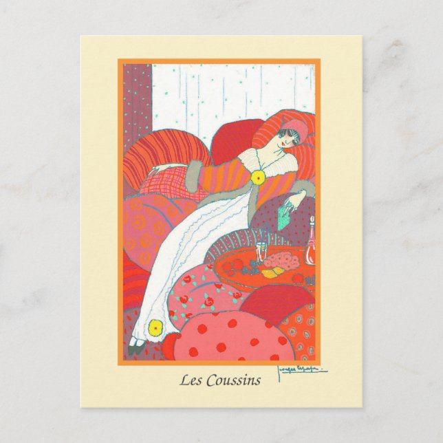 Lepape Fine Art Deko Fashion Les Coussins Postkarte (Vorderseite)
