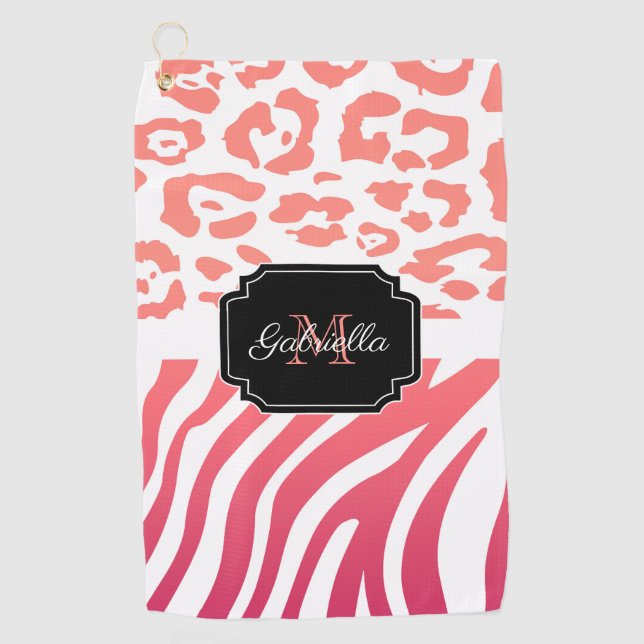 Lepard Print / Zebra Print Golfhandtuch (Vorderseite)