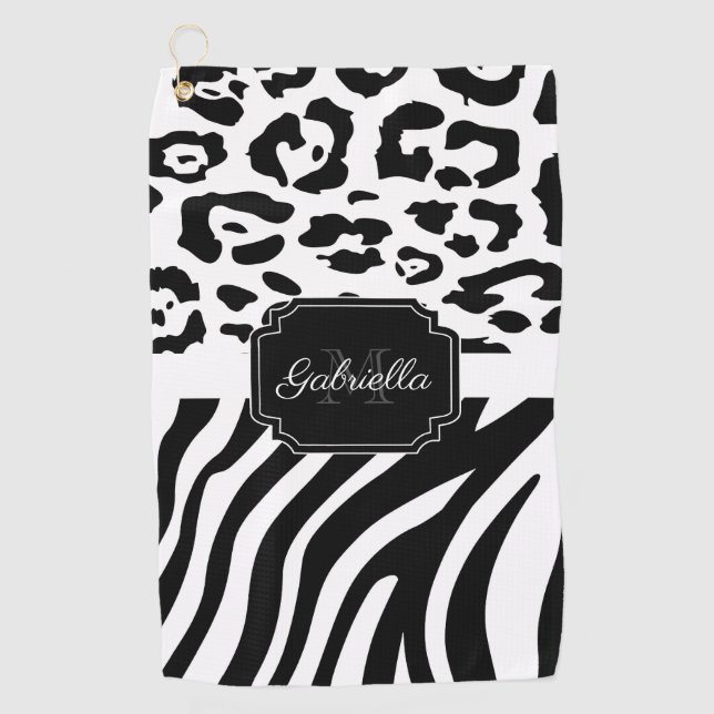 Lepard Print / Zebra Print Golfhandtuch (Vorderseite)