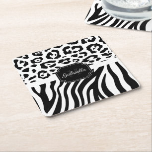 Lepard Print / Zebra Print Rechteckiger Pappuntersetzer