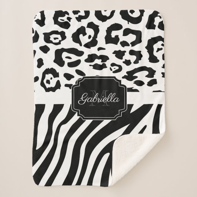 Lepard Print / Zebra Print Sherpadecke (Vorderseite)