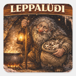 Leppaludi Isländischer Yule Lad Quadratischer Aufkleber