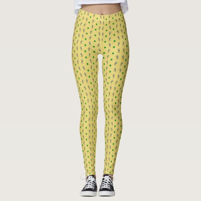 Leprachaun Shamrock St. Pat's Day-Print Leggings (Devant)