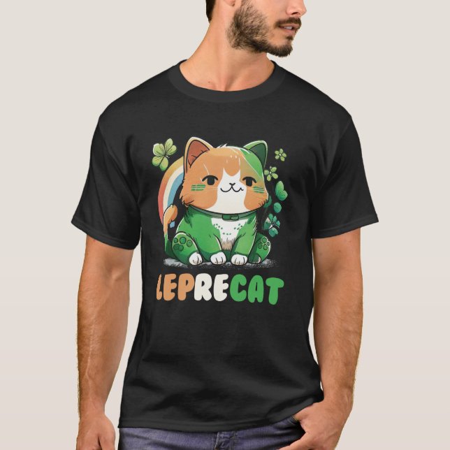 Leprecat Niedlich Irish Cat St Patricks Catricks D T-Shirt (Vorderseite)
