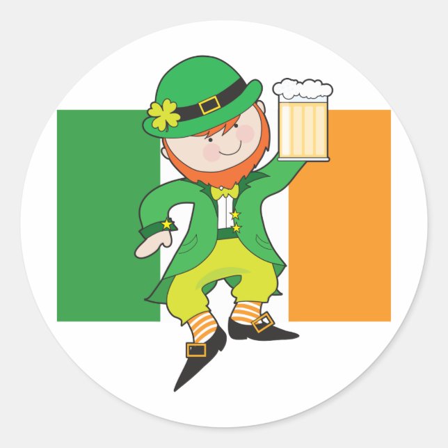 Leprechaf Runder Aufkleber (Vorderseite)