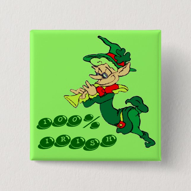 Leprechaun 100% IRISH Button (Vorderseite)