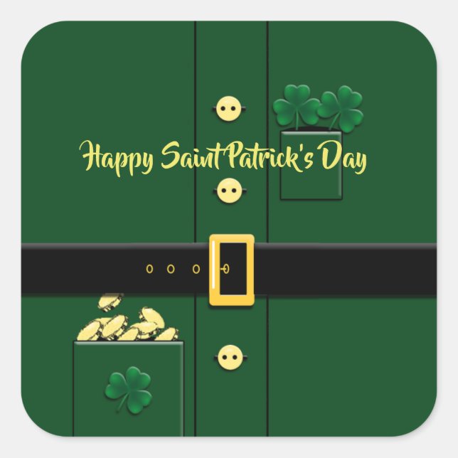 Leprechaun Anzug St Patricks Day Party Sticker (Vorderseite)