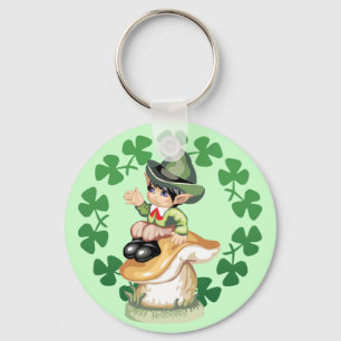Leprechaun auf einem Pilz Schlüsselanhänger