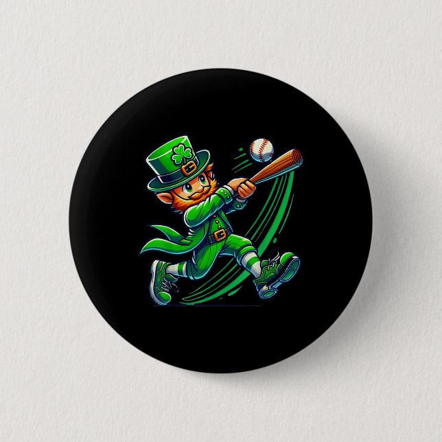 Leprechaun Baseball St Patricks Day Boys Men Costu Button (Vorderseite)