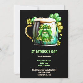 Leprechaun Bierkartentankergarnele Irischer Feiert Einladung