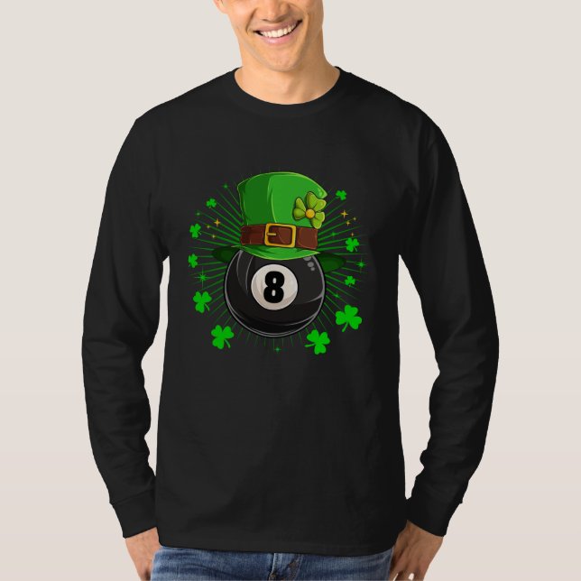 Leprechaun Billiards Pool St Patricks Day Shamrock T-Shirt (Vorderseite)