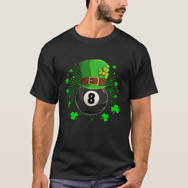 Leprechaun Billiards Pool St Patricks Day Shamrock T-Shirt (Vorderseite)