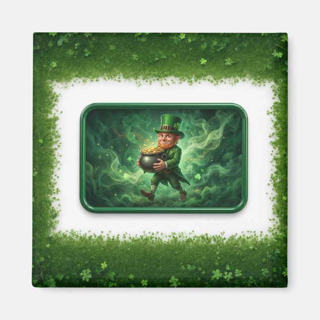 Leprechaun Carrying Pot Of Gold Magnet (Vorne)