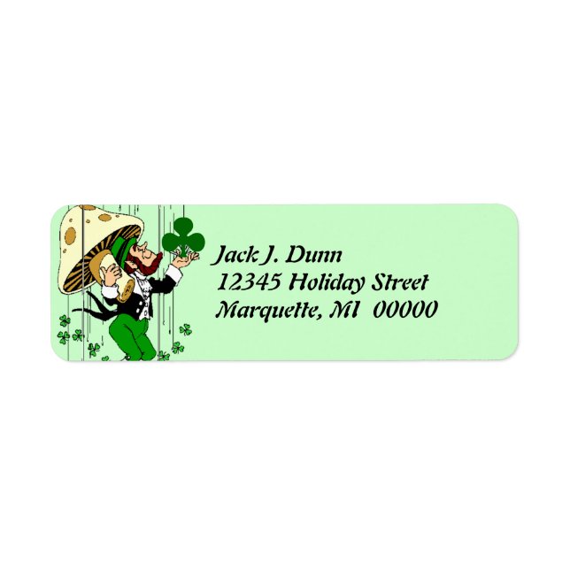 Leprechaun Catching Shamrocks Return address Label (Vorne)