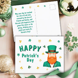 Leprechaun Clover Kleeblatt Patricks Day Feiertagspostkarte