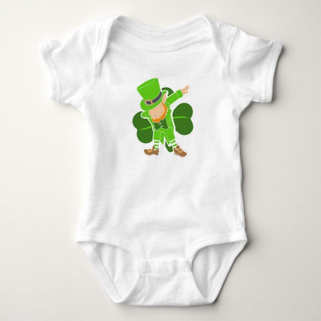Leprechaun Dab Dance St Patricks Day Kinderdusche Baby Strampler (Vorderseite)
