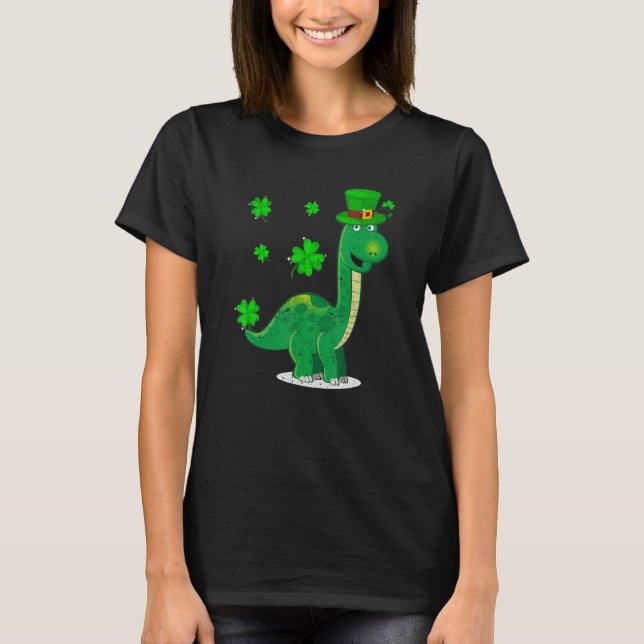 Leprechaun Dinosaur Shamrock St Patricks Day Anima T-Shirt (Vorderseite)