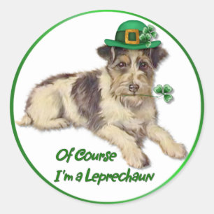 Leprechaun Dog Runder Aufkleber