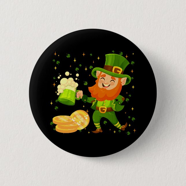 Leprechaun Drinking Beer St. Patrick's Day Button (Vorderseite)