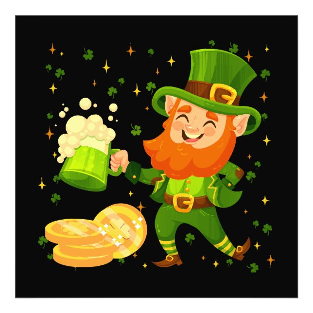 Leprechaun Drinking Beer St. Patrick's Day Fotodruck (Vorne)