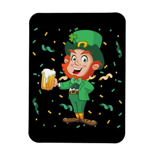 Leprechaun Drinking Beer St. Patrick's Day Magnet (Vertikal)