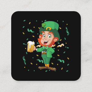 Leprechaun Drinking Beer St. Patrick's Day Quadratische Visitenkarte