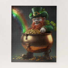 Leprechaun findet Gold unter Regenbogen