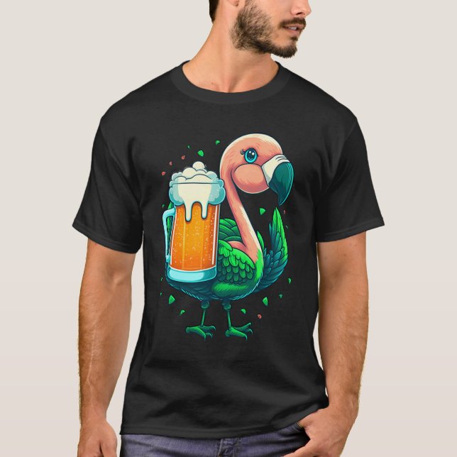 Leprechaun Flamingo Beer Irish Flamingo St Patrick T-Shirt (Vorderseite)
