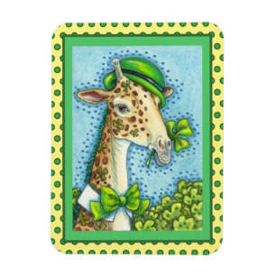 LEPRECHAUN GIRAFFE, FARBIG ST. PATRICK'S DAY MAGNET