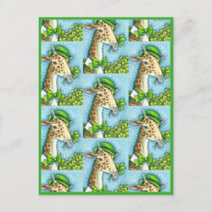 LEPRECHAUN GIRAFFE, FARBIG ST. PATRICK'S DAY POSTKARTE