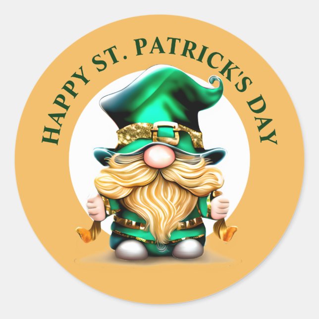 Leprechaun gnome Happy St. Patrick's Day niedliche Runder Aufkleber (Vorderseite)